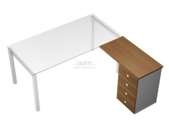 Мебель для персонала Брифинг-приставка с тумбой 4-ящичной с замком левая/правая КВ 254