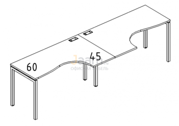 Мебель для персонала Рабочая станция со столами эргономичными "Классика" на металлокаркасе DUE Б2 033-2 БП