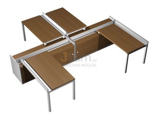 Мебель для персонала Рабочая станция (4х120) с ProSystem на 2-х опорных тумбах-купе с ProSystem КВ 0170